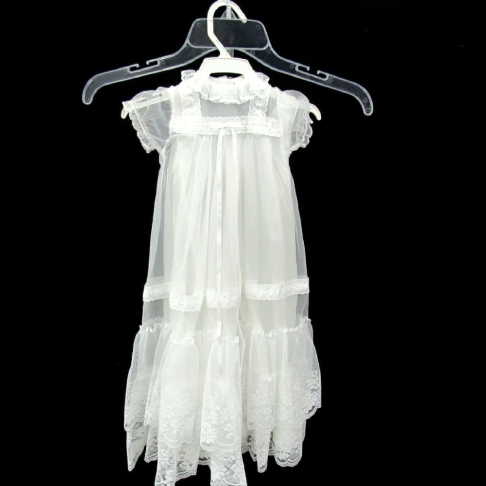 Vintage Shepherd White Lace Gown & Bonnet